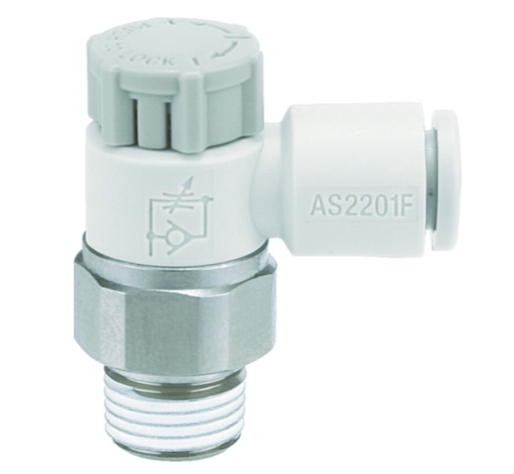 SMC调速阀AS1201F-M5-04A/单触管接头的旋转控制（弯头型）4DM5×0.8