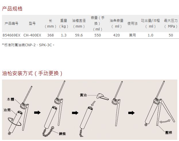 YAMADA山田手动黄油枪-CH400EX合肥栗山小胡18105608873